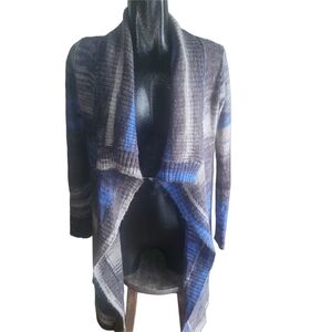 Element Eden Blue and Grey Long Opoen Front Cardigan M